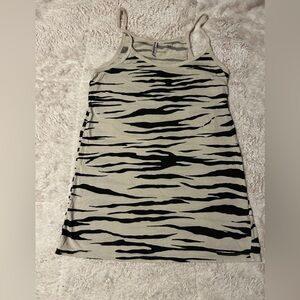 Y2K Zebra Print Layering Long Tank